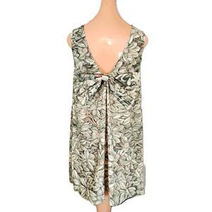 1960s Vintage Mod Floral Dress, Plunging Bow Back, Slip On, Handmade, XS